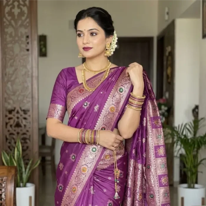 PINK BANARASI FLORAL ZARI