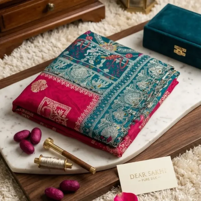 PINK TEAL HEAVY WORK BANARASI