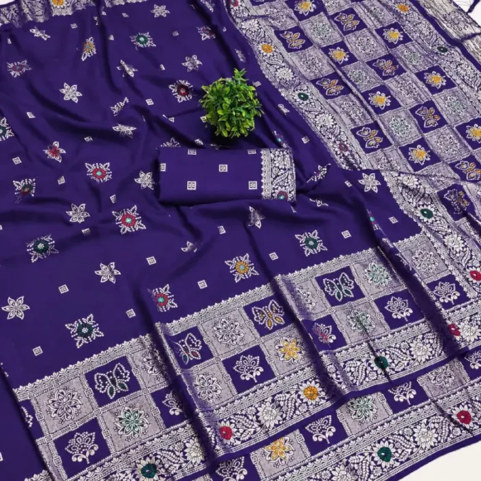 PURPLE BANARASI FLORAL ZARI