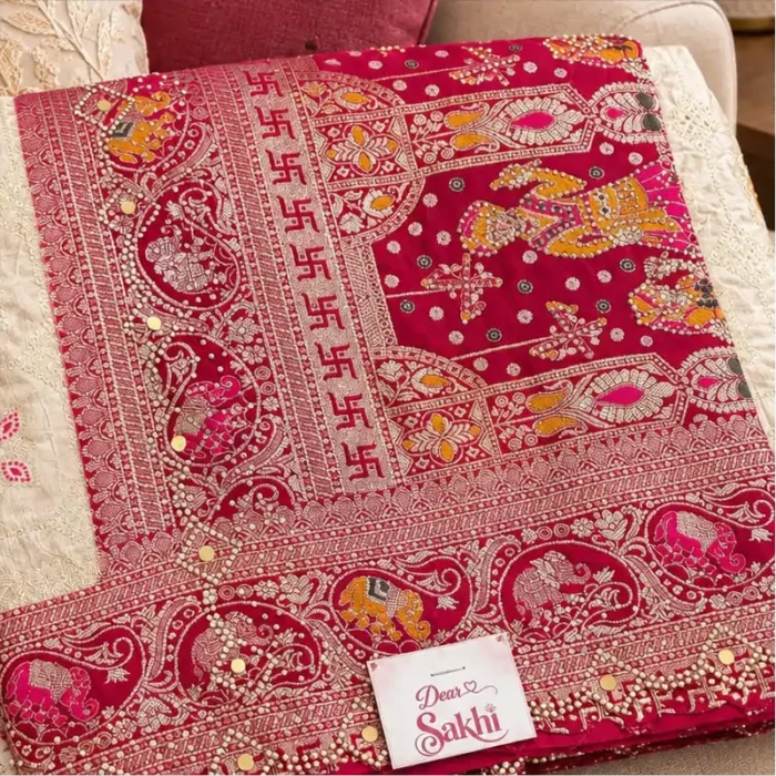 IVORY PINK  HEAVY WORK BANARASI