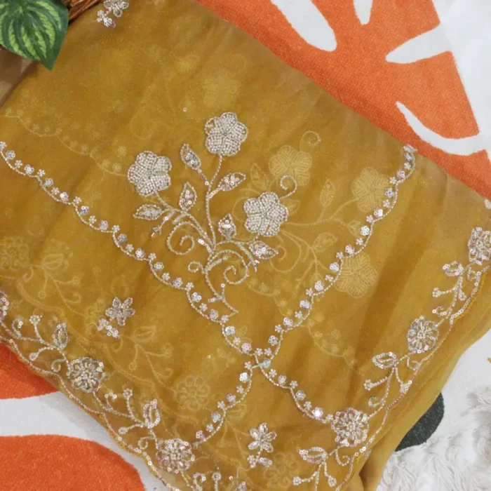YELLOW HAND EMBROIDERED SEQ