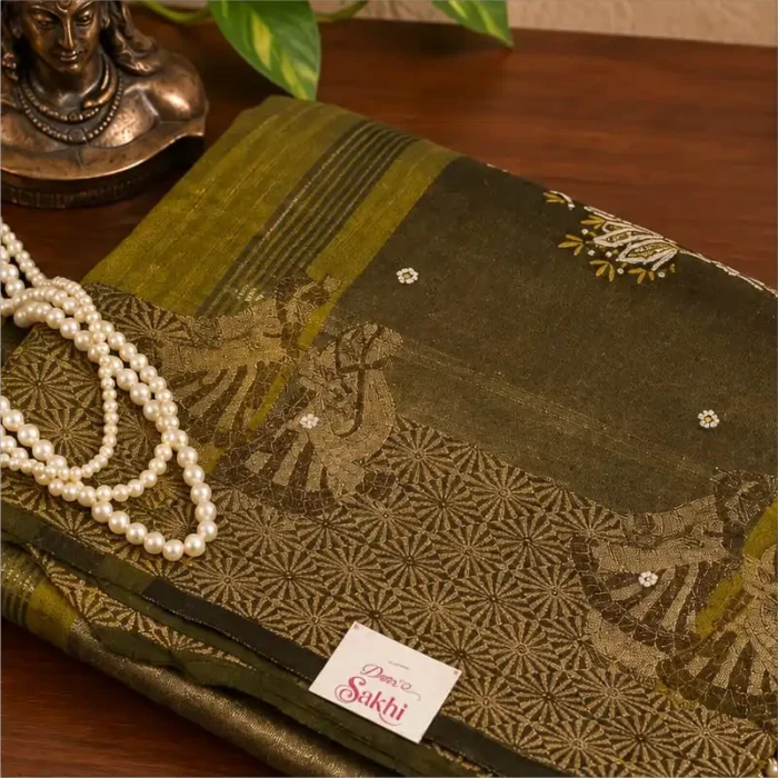 GREEN HAND EMB PALLU