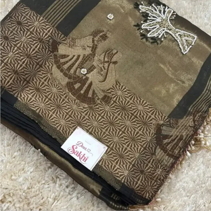GREY HAND EMB PALLU